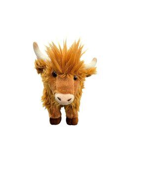 Aurora Miyoni Highland Cow Shaggy Brown Fur Plush Stuffed Animal 9"